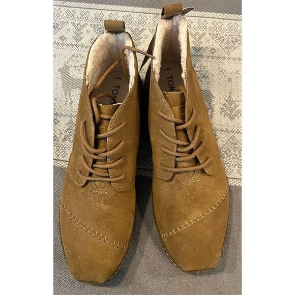 TOMS Toffee Suede Faux Shearling Men's Botas - Picture 4 of 6